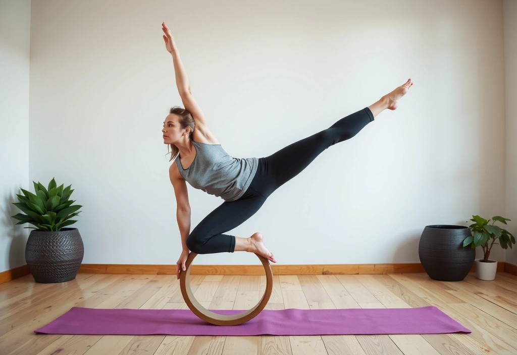Yoga wheel balancing pose