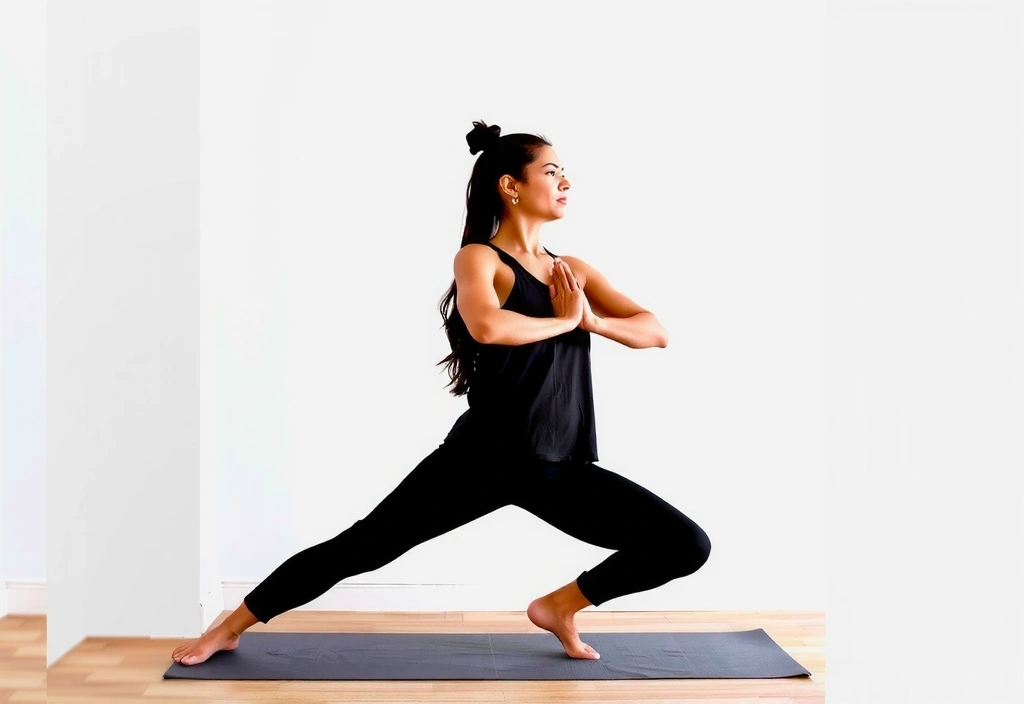 Person practicing Vinyasa Flow yoga, dynamic and fluid movements